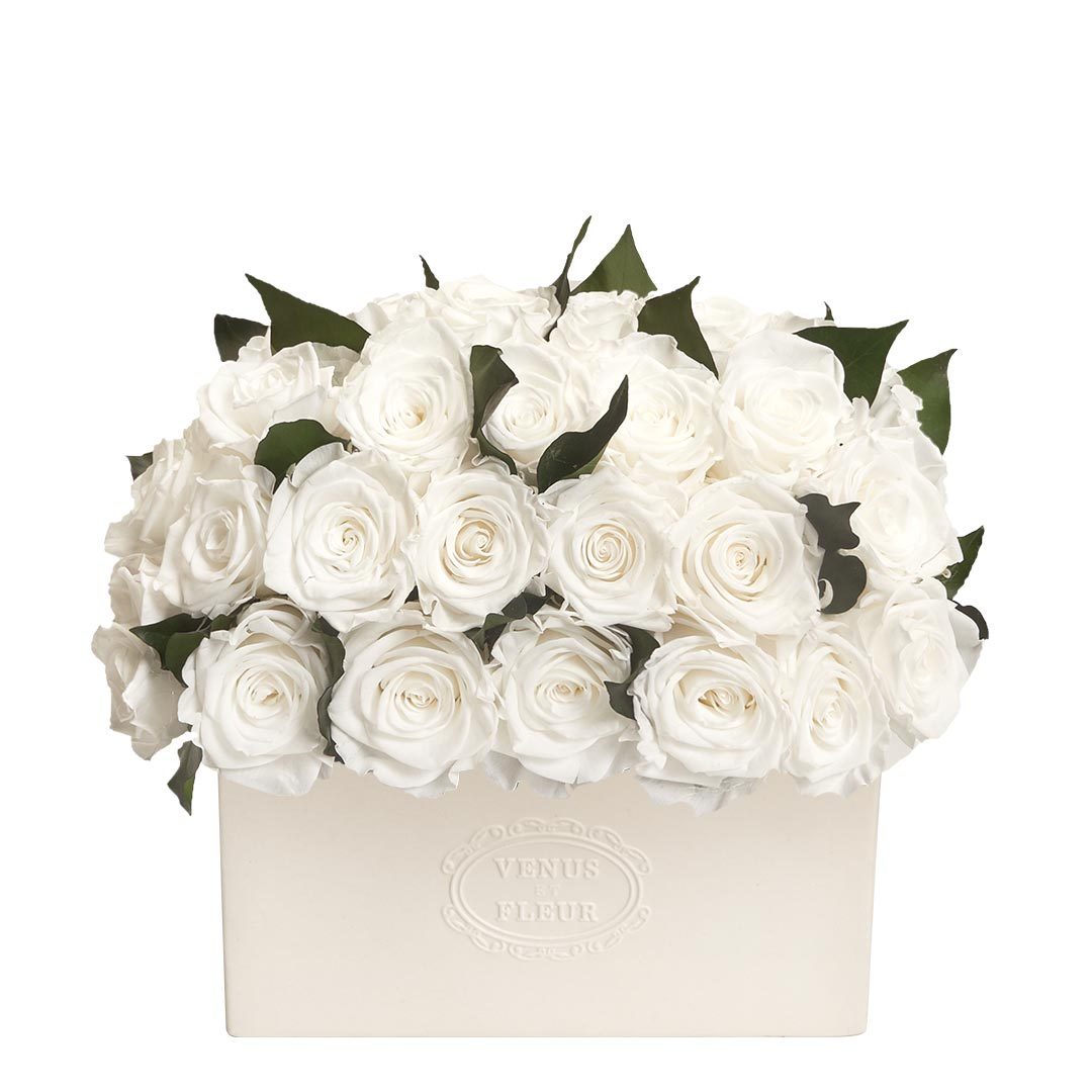 Serene Vase with Eternity® Roses & Eternity™ Hedera Leaves