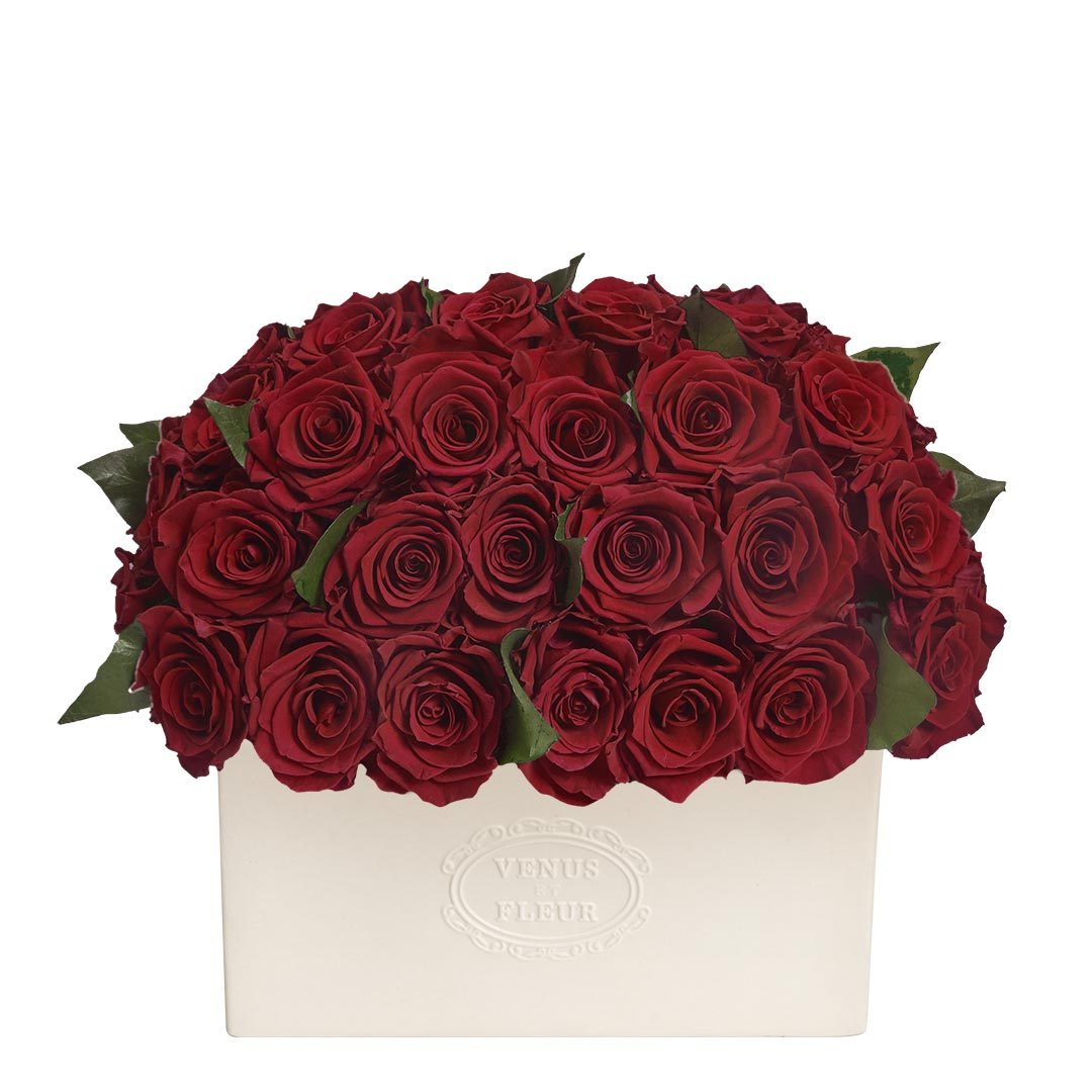 Serene Vase with Eternity® Roses & Eternity™ Hedera Leaves