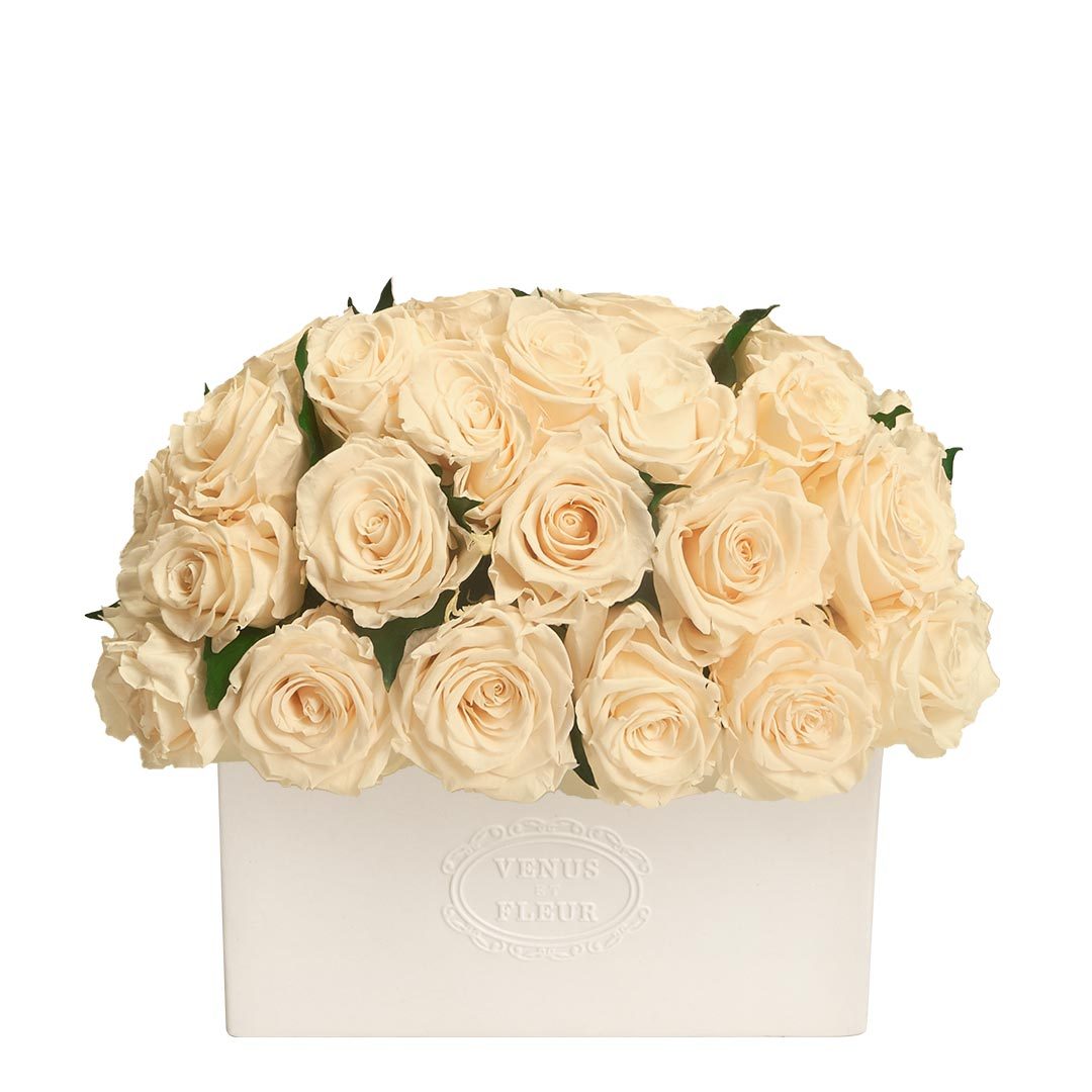 Serene Vase with Eternity® Roses & Eternity™ Hedera Leaves