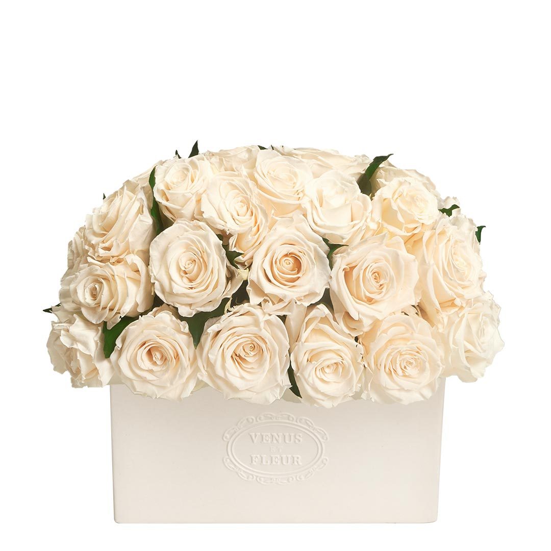 Serene Vase with Eternity® Roses & Eternity™ Hedera Leaves