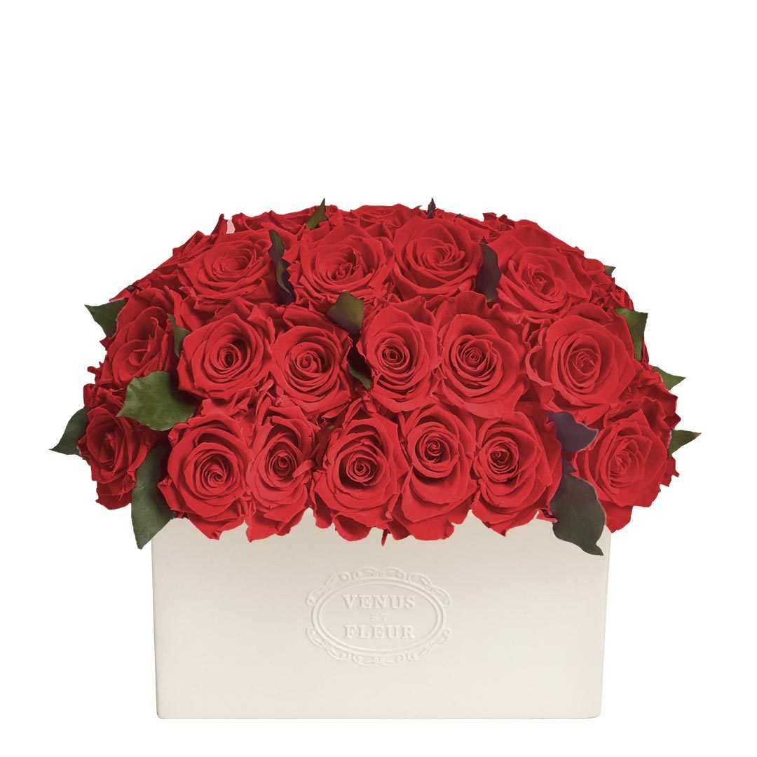 Serene Vase with Eternity® Roses & Eternity™ Hedera Leaves