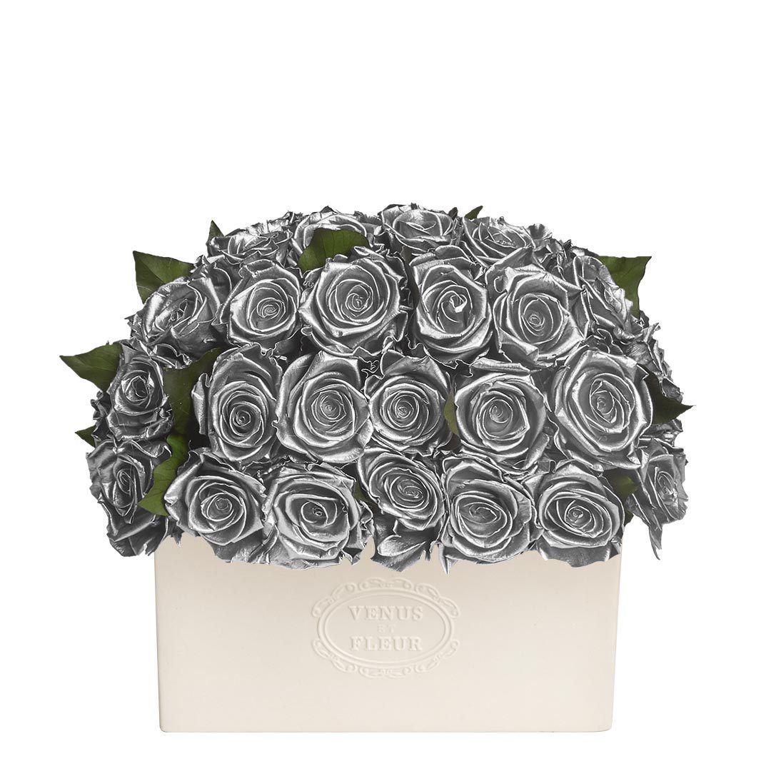 Serene Vase with Eternity® Roses & Eternity™ Hedera Leaves