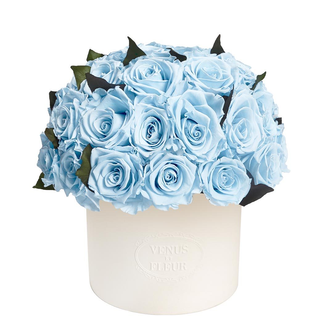 Thalia Vase with Eternity® Roses and Eternity™ Hedera Leaves