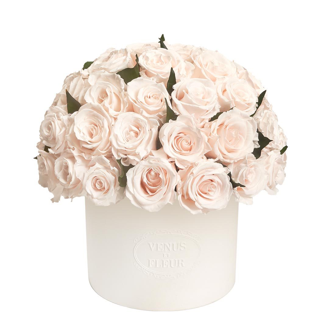 Thalia Vase with Eternity® Roses and Eternity™ Hedera Leaves