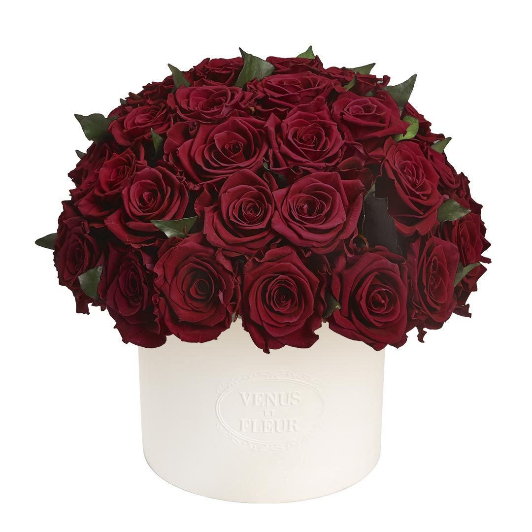 Thalia Vase with Eternity® Roses and Eternity™ Hedera Leaves