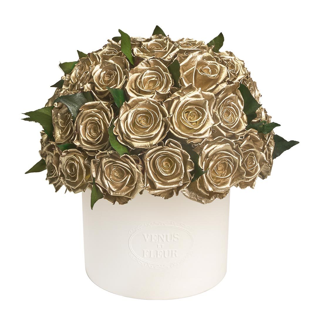 Thalia Vase with Eternity® Roses and Eternity™ Hedera Leaves