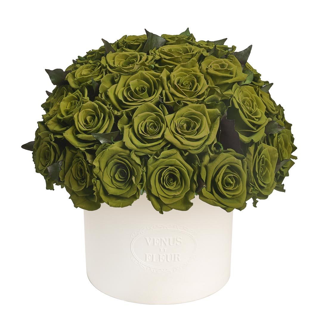 Thalia Vase with Eternity® Roses and Eternity™ Hedera Leaves