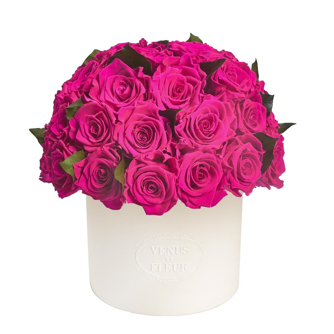 Thalia Vase with Eternity® Roses and Eternity™ Hedera Leaves