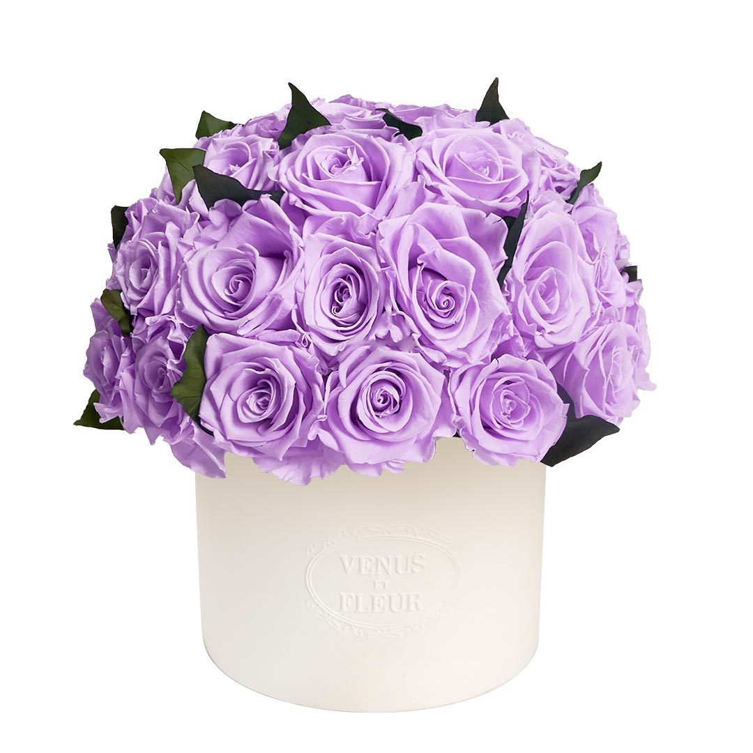 Thalia Vase with Eternity® Roses and Eternity™ Hedera Leaves