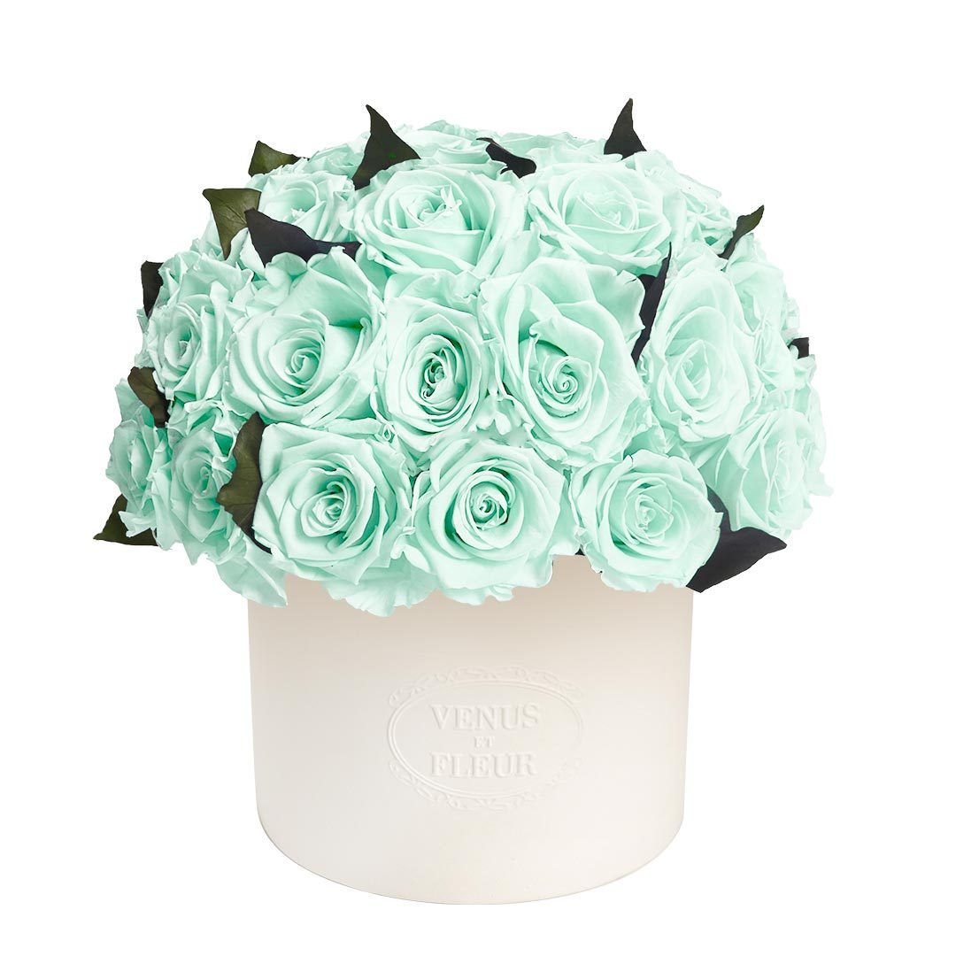 Thalia Vase with Eternity® Roses and Eternity™ Hedera Leaves