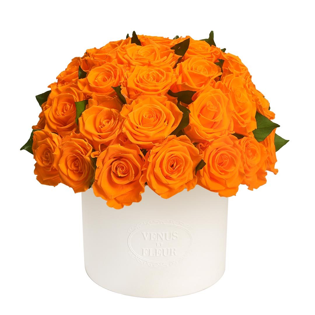 Thalia Vase with Eternity® Roses and Eternity™ Hedera Leaves