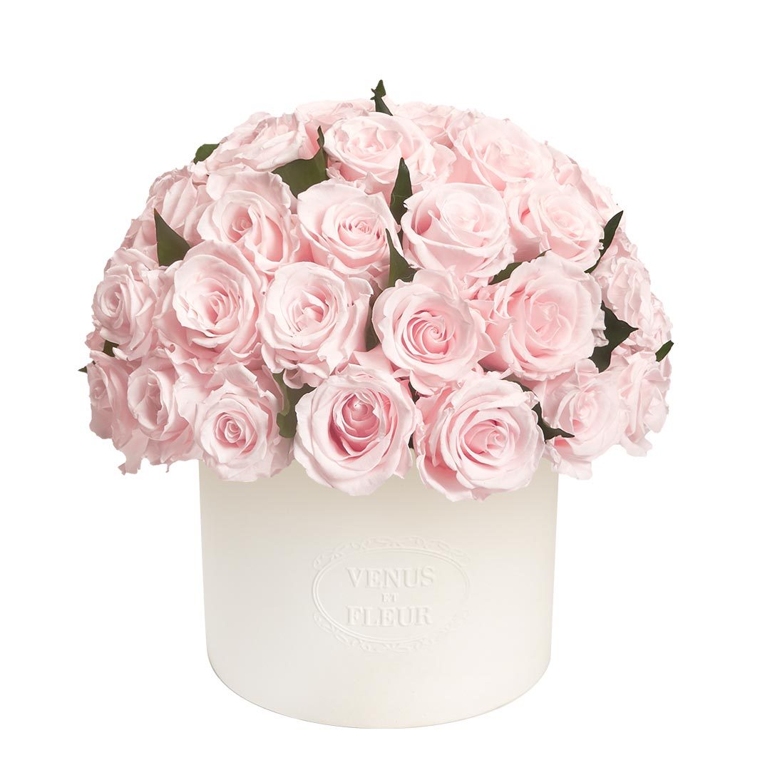 Thalia Vase with Eternity® Roses and Eternity™ Hedera Leaves
