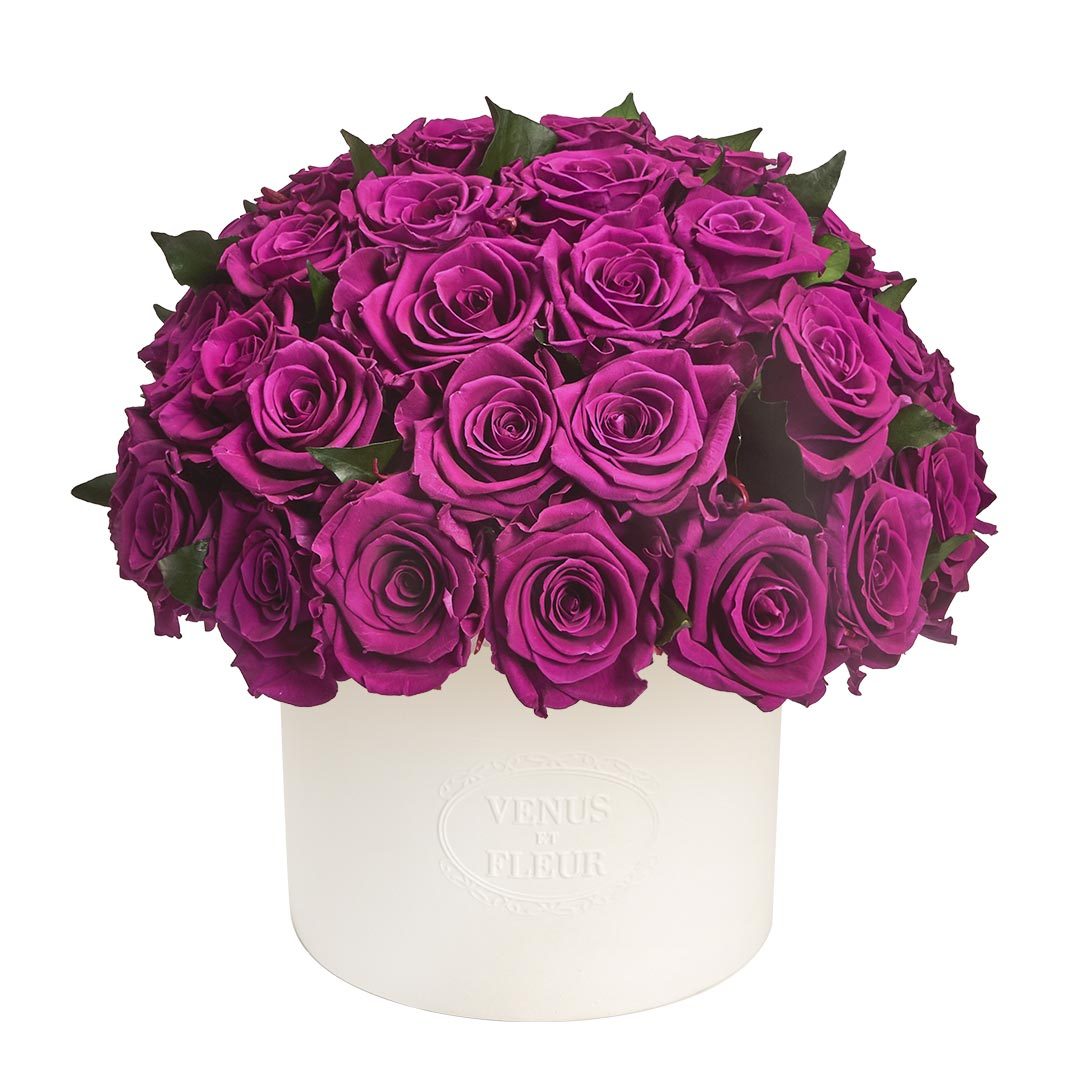 Thalia Vase with Eternity® Roses and Eternity™ Hedera Leaves