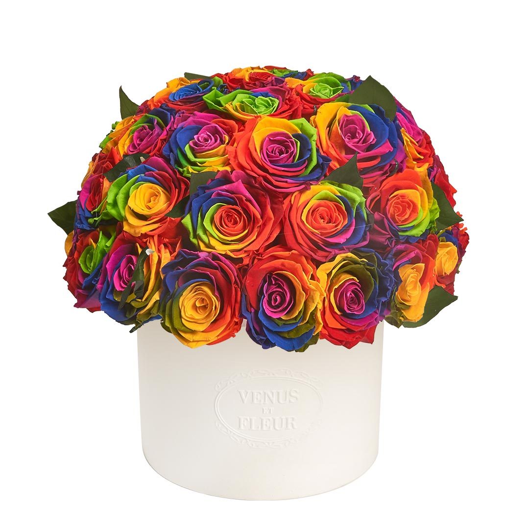 Thalia Vase with Eternity® Roses and Eternity™ Hedera Leaves