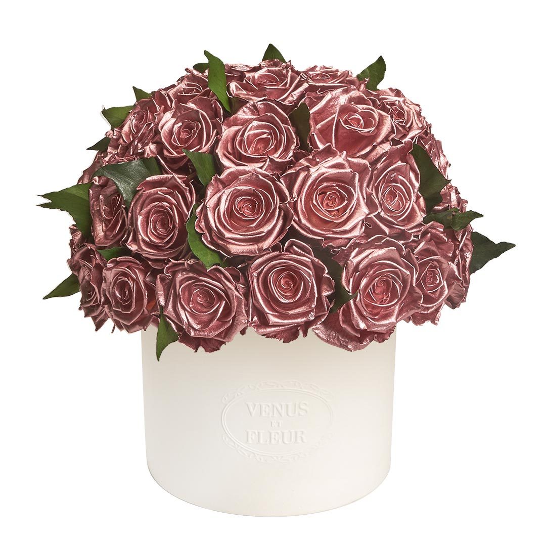 Thalia Vase with Eternity® Roses and Eternity™ Hedera Leaves