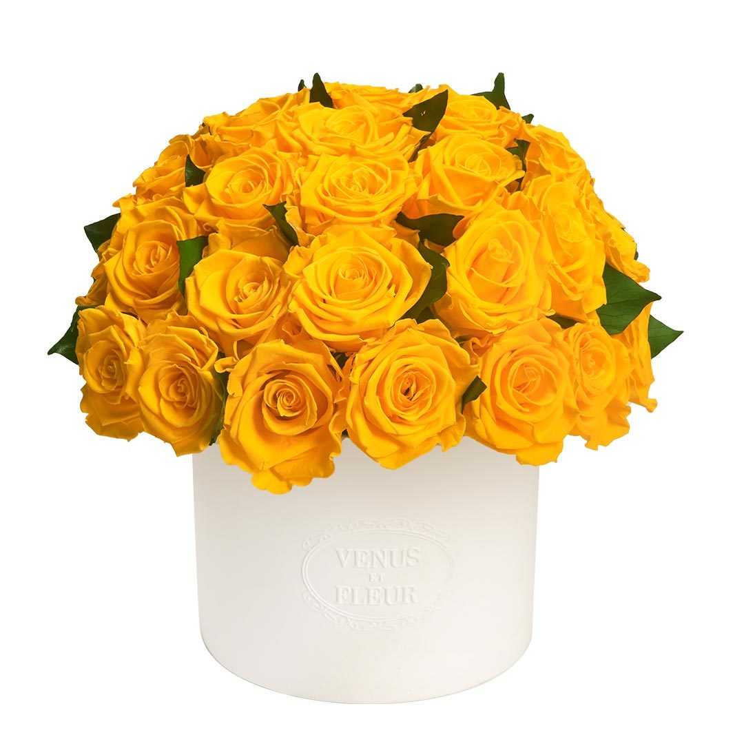 Thalia Vase with Eternity® Roses and Eternity™ Hedera Leaves