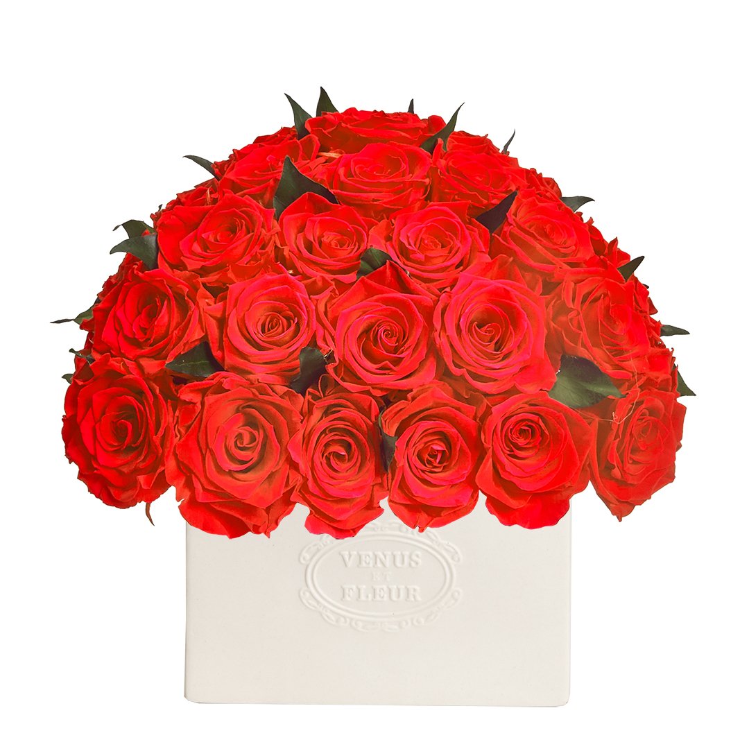Allura Vase with Eternity® Roses and Eternity™ Hedera Leaves