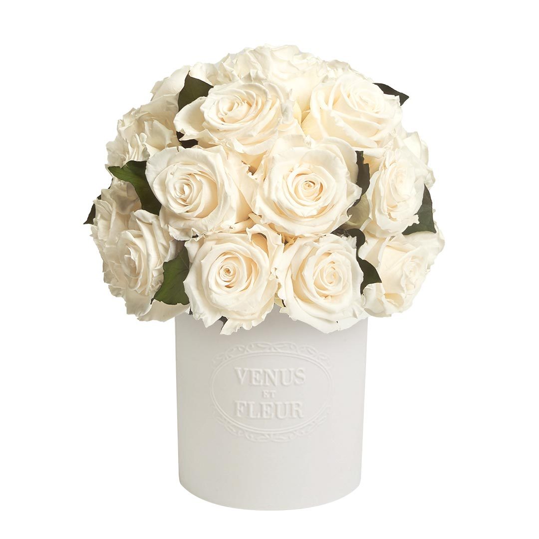 Fleura Vase with Eternity® Roses and Eternity™ Hedera Leaves