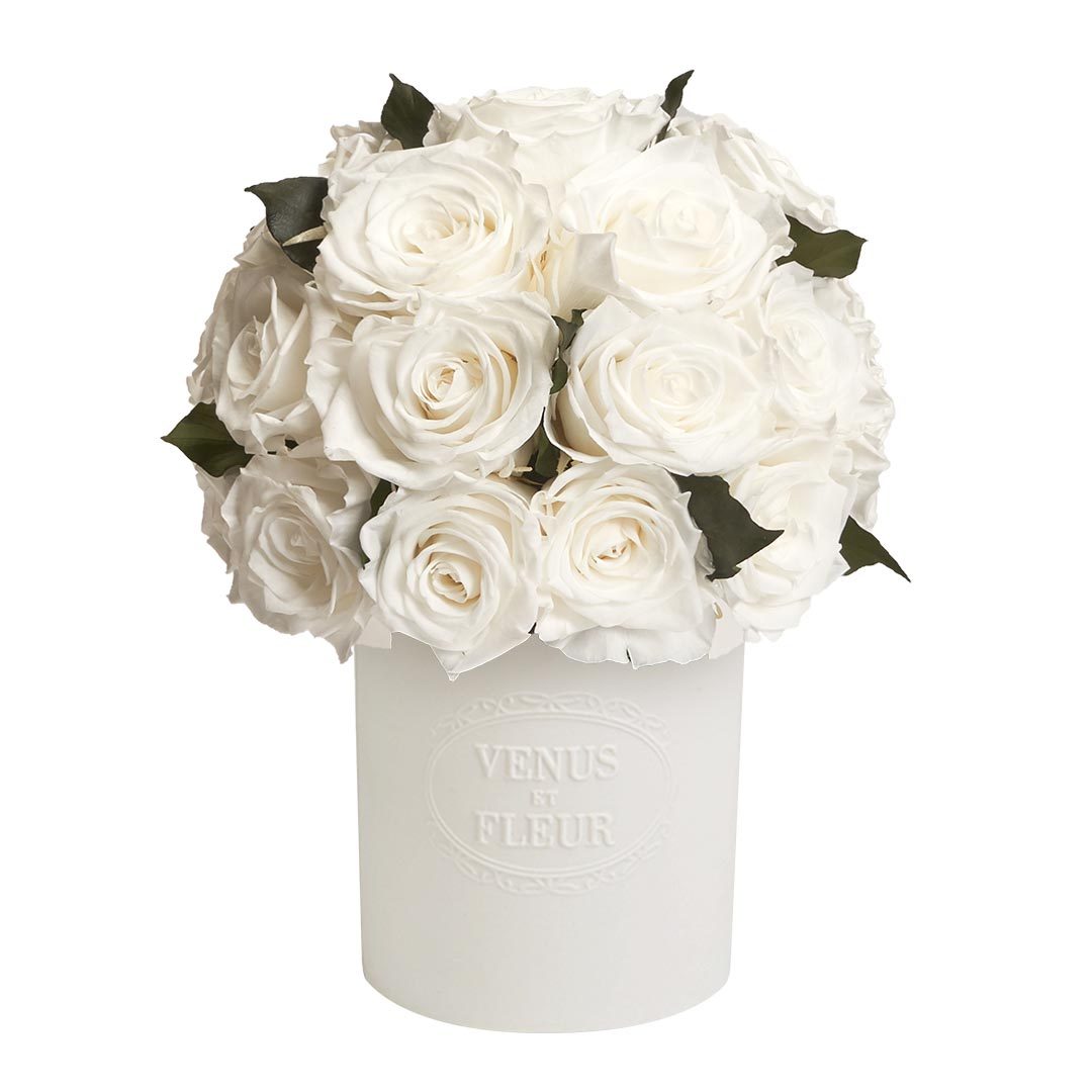 Fleura Vase with Eternity® Roses and Eternity™ Hedera Leaves